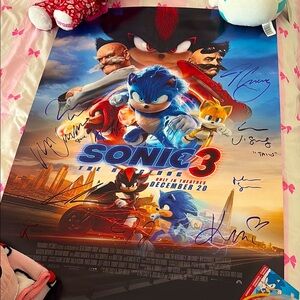 👾SIGNED Sonic the Hedgehog 3 Movie Poster👾